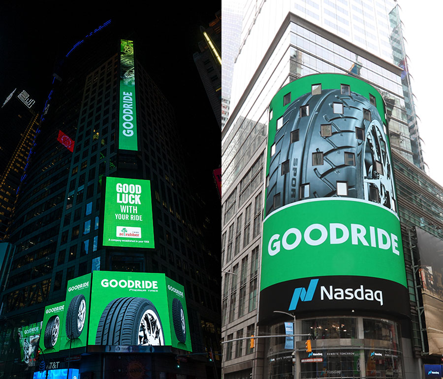 Goodride tire appears in New York';s Times Square